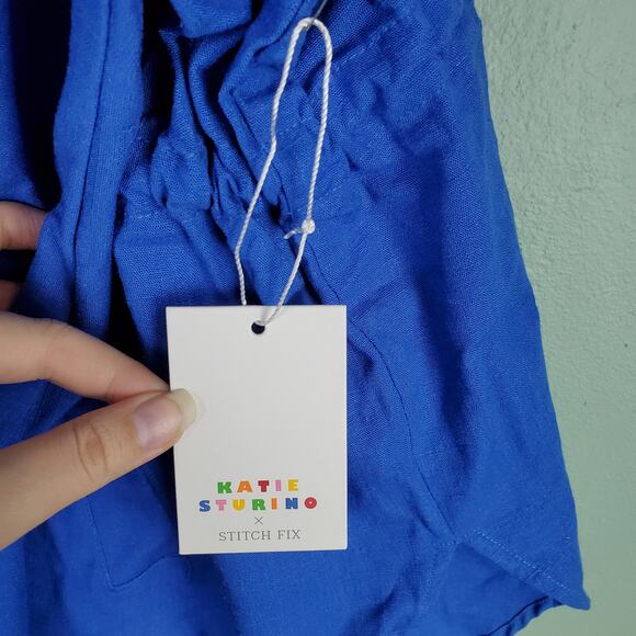 Katie Sturino Gemma Linen Cargo Blue Jacket Size Medium Stitch Fix - Picture 6 of 7